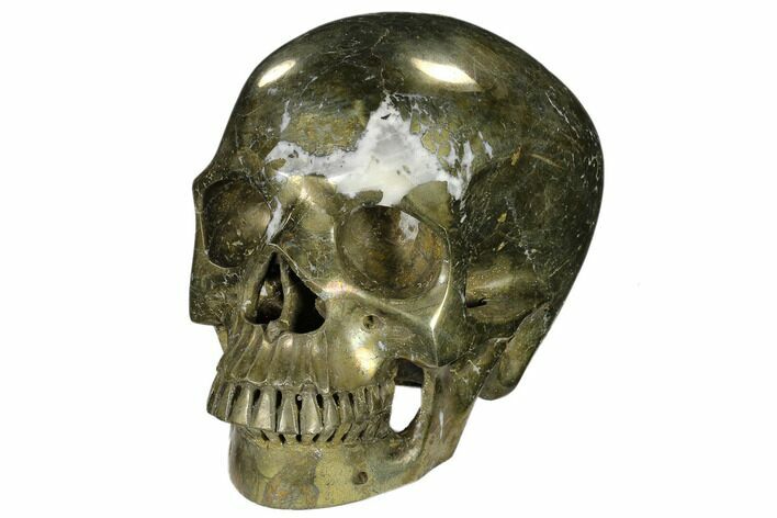 Realistic, Carved and Polished Pyrite Skull #116347